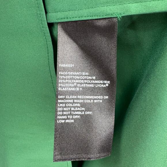 Lafayette 148 NWT Solid Green Hawkins Poplin Stretch V-neck Collarless Blouse - Picture 13 of 13